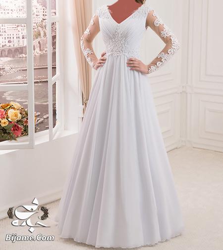مدل لباس عروس با حجاب, لباس عروس آستین دار